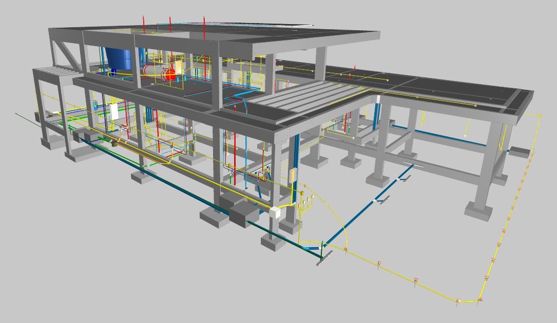 Modelo BIM de estrutura e instalações